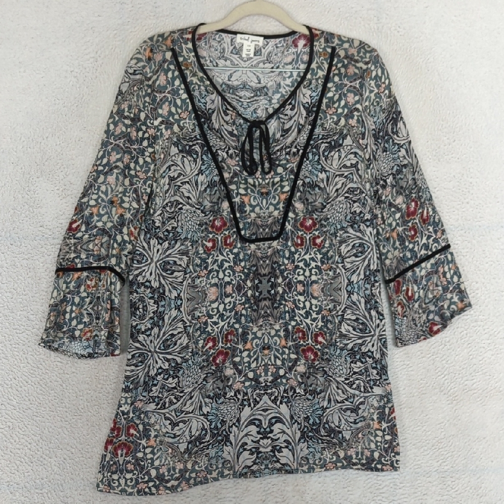 Tribal Jeans Women's Paisley Lightweight Boho Tunic Shirt Size S